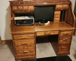 Vintage Roll-Top Desk - in the basement