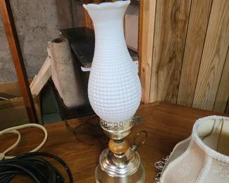 Vintage Hobnail Milk-Glass Lamp