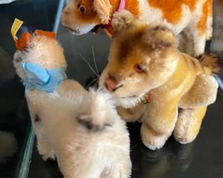 Steiff Cow, Tiger , dog