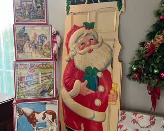 Plastic santa door display
Antique nesting wooden litho building blocks