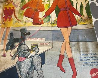 Jamie doll box with clothing and dog 