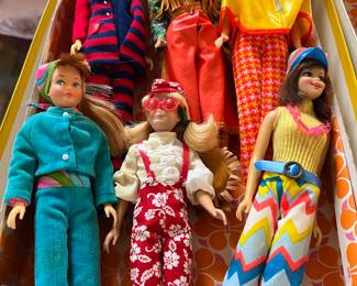 Barbie’s Skipper doll , scooter , Casey all in original 60’s 70’s outfits
