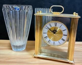Czech Cut Crystal Vase And Seiko Clock