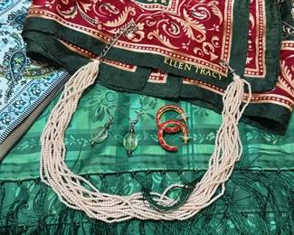 Scarves Ellen Tracy, Green Silk Other