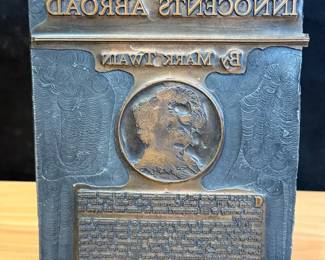 Printing Plate For Title Page of The Innocents Abroad By Mark Twain