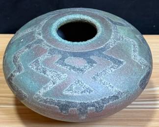Artist Signed Raku Pottery Vase