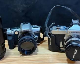 Kodak Junior 620 And Nikon Nikkormat Cameras And Lense