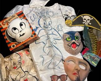 Vintage Childrens Halloween Costumes Incld. Variety Of Mask