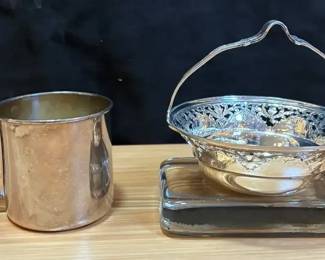 Sterling Silver Basket And Plated Cup