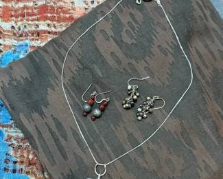 Sterling Seaglass Necklace With Three Scarves