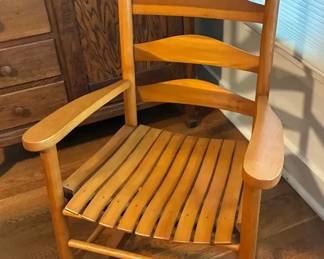 Wooden Ladderback Rocking Chair With Slat Seat