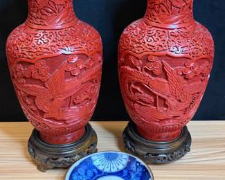 Chinese Cinnabar Lacquer Vases