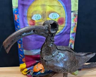 Metalwork Bird Figure Silk Tapestry