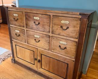6 Drawer / 2 Door Apothecary Cabinet (45"W x 15"D x 37"H)