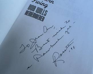"The King of Western Swing, Bob Wills Remembered" Autographed by Rosetta Wills