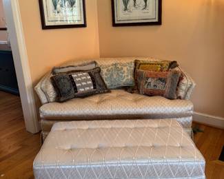 Upholstered Tufted 1 Cushion Loveseat (61"W x 35"D x 28" Back Height with Tufted Upholstered Ottoman (40"W x 15"D x 18"H)