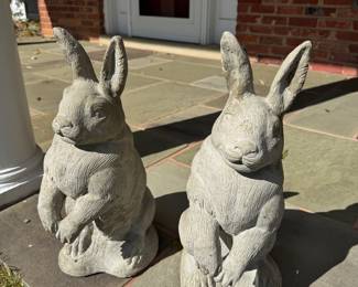 Concrete Bunny Lawn Statues