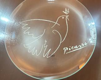 Pablo Picasso Dove Olive Branch 13" Glass Charger Plate