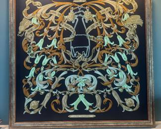 Framed Hermes Paris Silk Scarf