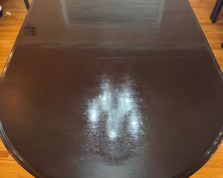 Dessin Fournir Oval 2 Pedestal Dark Brown Dining Table (48"W x 29"H x 59"L with 3 Leaves 18-1/2"L each)