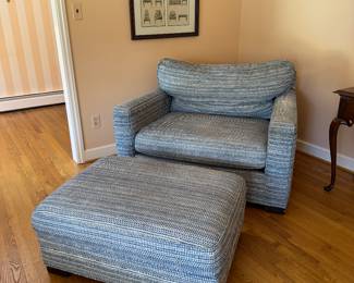 Lee Industries Upholstered Extra Large Armchair (51"W x 40"D x 31" Back Height) & Ottoman (38"W x 28"D x 16"H)