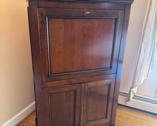 Mahogany 2 Door / 1 Drop Down Door Secretary Desk Made in France (17"D x 36"W x 48"H)