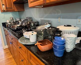 Large Collection of Pots, Pans, Bowls, Plates and Kitchenware