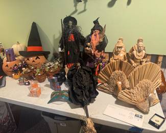 Large Collection of Holiday Decor including Thanksgiving & Halloween
