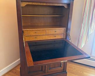 Mahogany 2 Door / 1 Drop Down Door Secretary Desk Made in France (17"D x 36"W x 48"H)