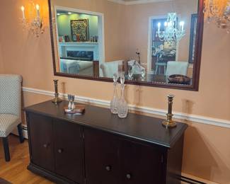 Lane 4 Door Buffet (19"D x 65"W x 31"H) with Large Wall Mirror (69"W x 44"H)