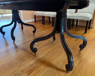 Dessin Fournir Oval 2 Pedestal Dark Brown Dining Table (48"W x 29"H x 59"L with 3 Leaves 18-1/2"L each)