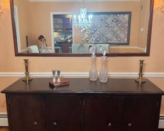 Lane 4 Door Buffet (19"D x 65"W x 31"H) with Large Wall Mirror (69"W x 44"H)