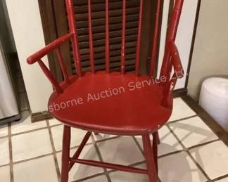 Red wood accent chair
