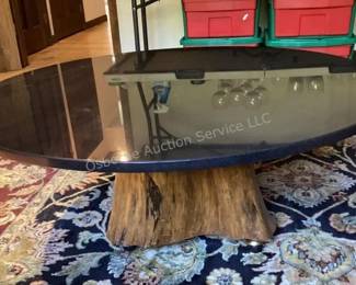 Log granite topped coffee table