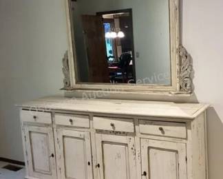 Distressed buffet & mirror
