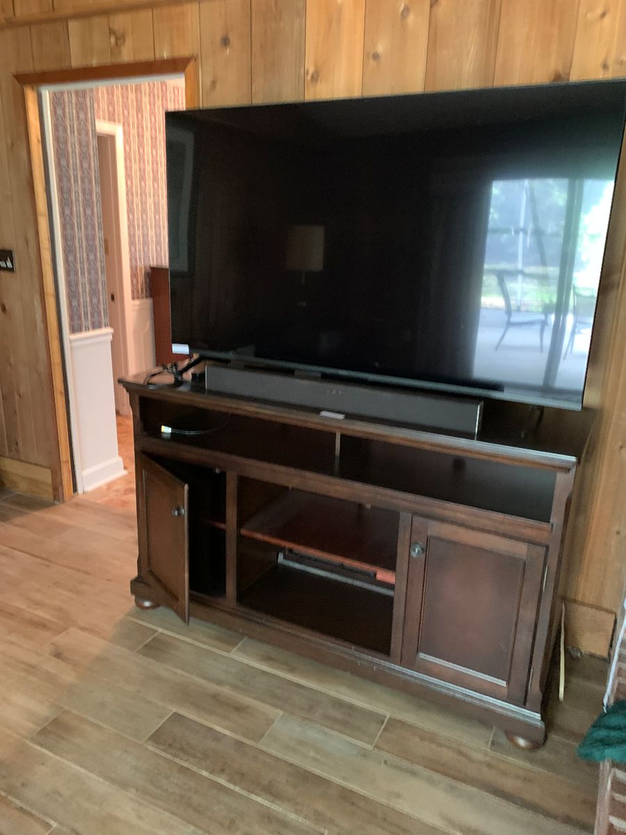 Large screen, TV and console