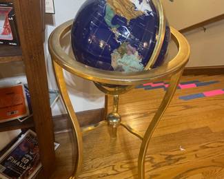 tall stand lapis and stone globe 