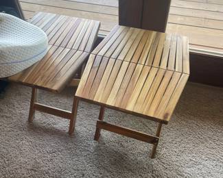 DESIGNER TEAK FOLDING SEATS 