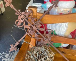 WROUGHT IRON LARGE CROSS  SEVERAL OUTDOOR VINTAGE DECOR ITEMS  