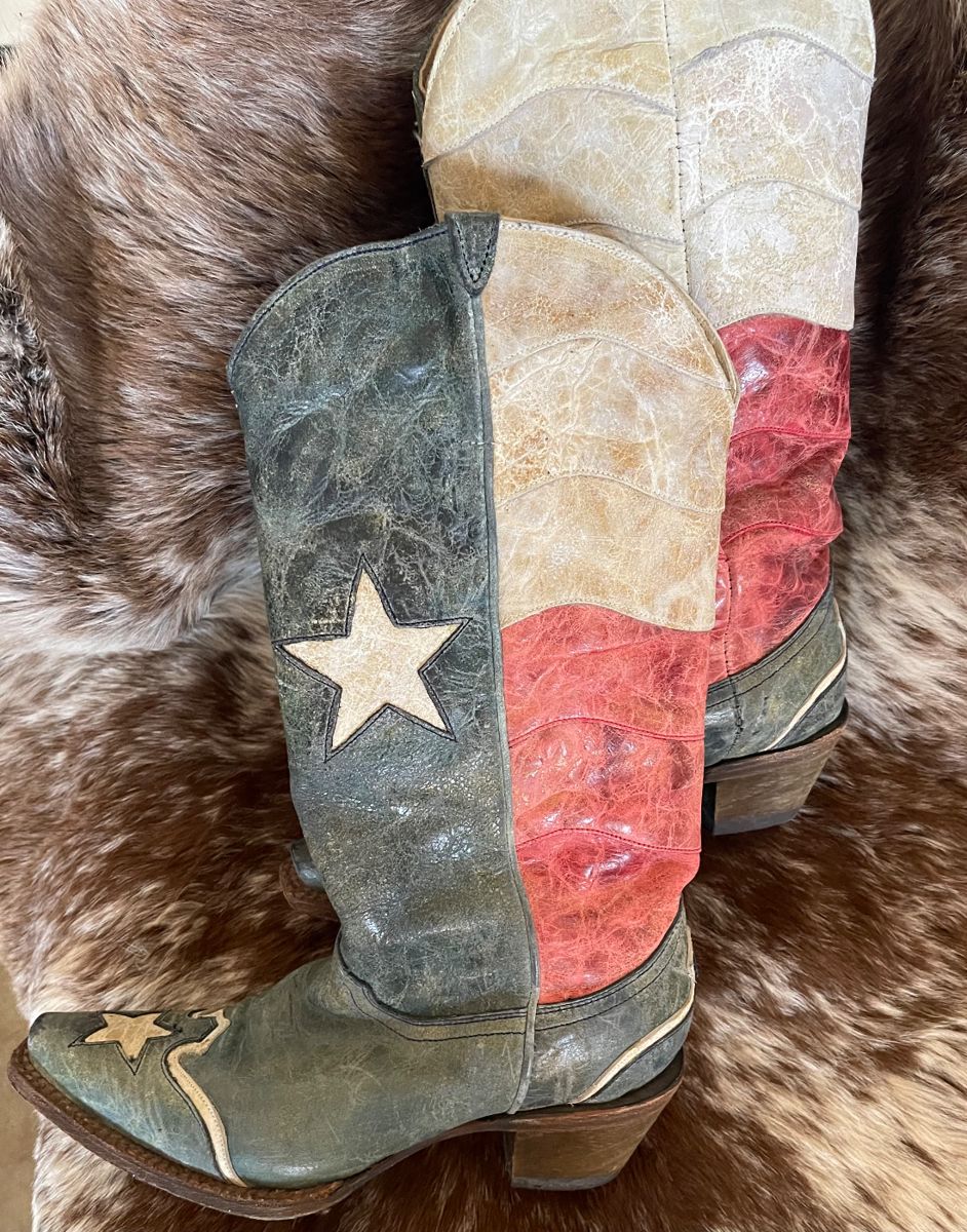 Red white and blue Texas boots size