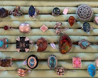 Assortment of Sterling silver rings either gorgeous stones