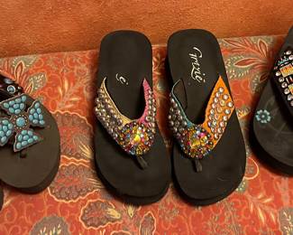 Flip/flops too cute, lots of rhinestones, Different brands and different sizes