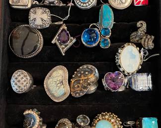 Dian Malouf, Bora, Ayala Bar, Silpada, Heidi Daus, and other name brand rings.