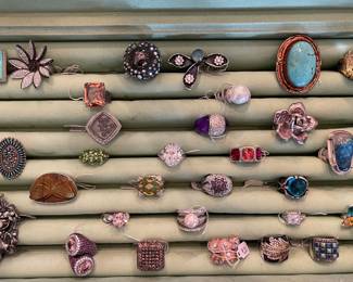Assortment of sterling silver rings with gorgeous stones