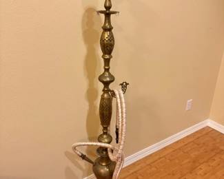 21 TallBrassHookahwDecorativeHosePiercedEngravedSections