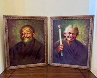 83 PairofVintagePortraitPaintingsbyHectorMoncayo
