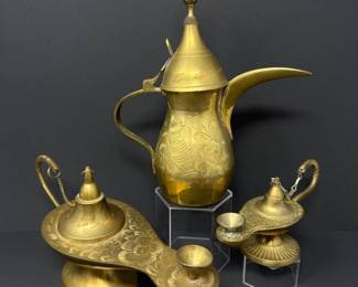 54 SaudiArabiaBrassDallahCoffeePotGenieOilLamps
