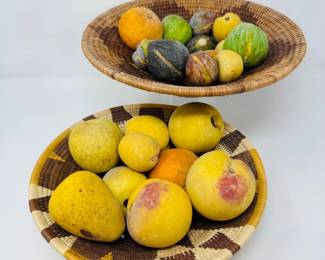 79 2WovenBasketsFilledwDecorativeStoneFruit