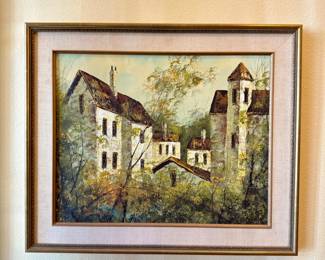 93 TDennisSignedOriginalOilPaintingVillageHouses
