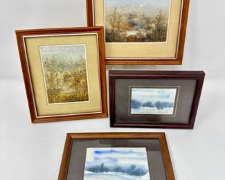 72 4FramedWatercolorLandscapes2SignedbyWKerpMiniatureArt